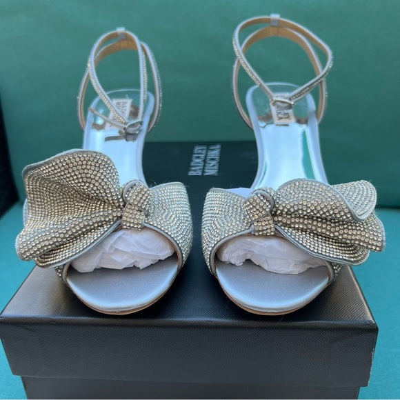 NIB - Badgley Mischka Remi Open Toe Kitten Heel - Size 8.5 - Picture 3 of 14